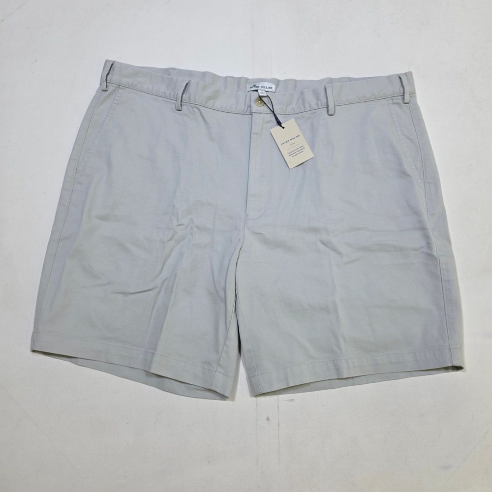Peter Millar Shorts Mens 42 Light Gray Pima Stretch Flat Front Golf ME0B05 NWT